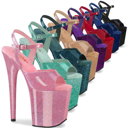 FLAMINGO-809GP, 8" Glitter Platform Sandal by Pleaser USA