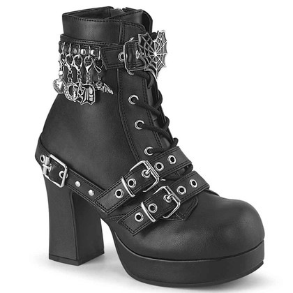 GOTHIKA-66, Mid-Calf Boots with Hanging Charms By Demonia