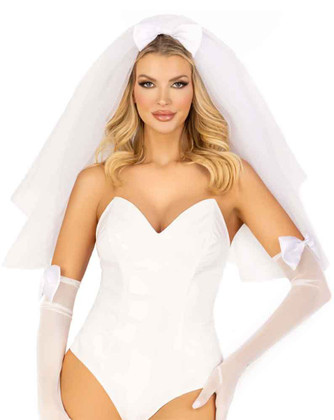 A1087, Tiered Bridal Veil By Leg Avenue