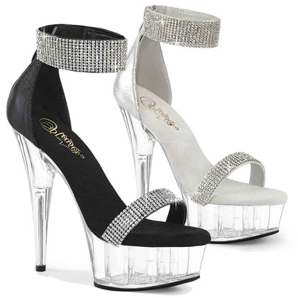 DELIGHT-641, Platform Sandal with Rhinestones Cuff and Strap By Pleaser USA