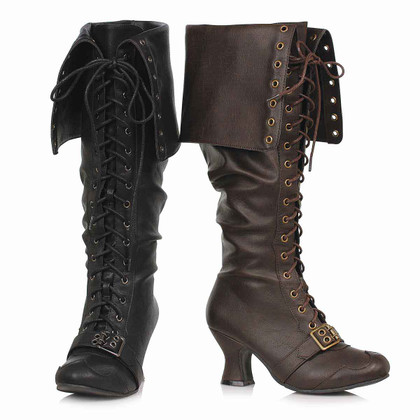 254-MAUDE, 2.5" Women's Fold Over Victorian Boot By Ellie
