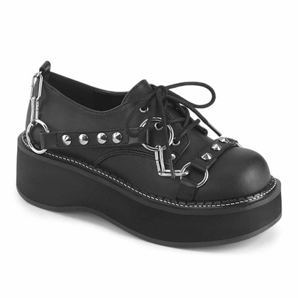 EMILY-32, 2 Inch Platform Oxford with Metal Chain and Cone Spike By Demonia
