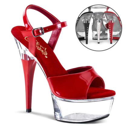 CAPTIVA-609, 6 Inch Red/Clear Platform Rhinestones On Heel by Pleaser