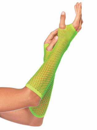 LA-2024, Neon Green Net Fingerless Gloves