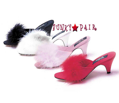Phoebe, Marabou Slipper available in color: Black , Pink, Red, White . Made By ELLIE Shoes