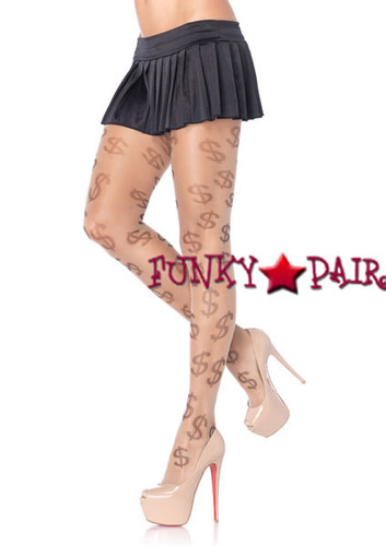 7284, Dollar Sign Print Pantyhose