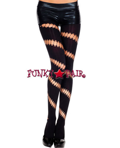 ML-7267, Diagonal Stripe Design Pantyhose