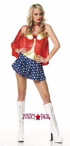 52PC. Hero girl costume, includes cape and dress with sequined star.5