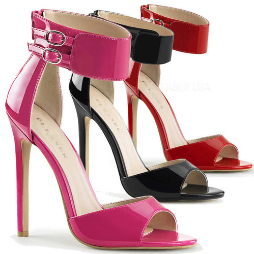 Sexy-19. 5 Inch, stiletto Heel, Dual Buckled Ankle Strap Sandal