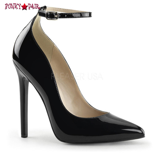 Black 5 Inch Ankle Strap Pump Pleaser | Sexy-23