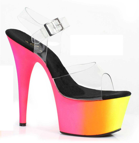 Ellie Shoes | 709-Rainbow 7" Pole Dancing Neon Rainbow Sandal