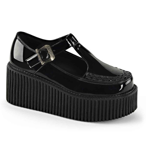 Creeper-214, T-strap Platform Creeper By Demonia