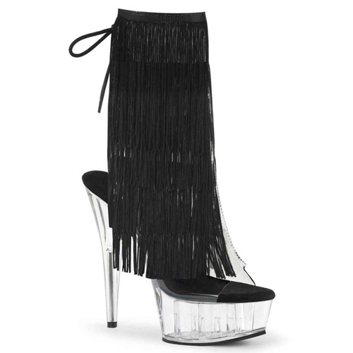 Delight-1017TF, 7 Inch Thread Fringe Ankle Boots by Pleaser