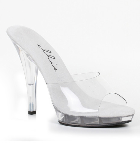 521-Vanity-W, 5 Inch Heel Clear Wide Width Slide