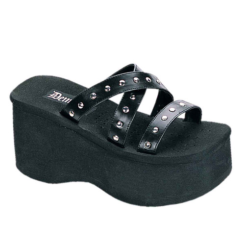 Funn-19 Studded Straps Black Sandal by Demonia
