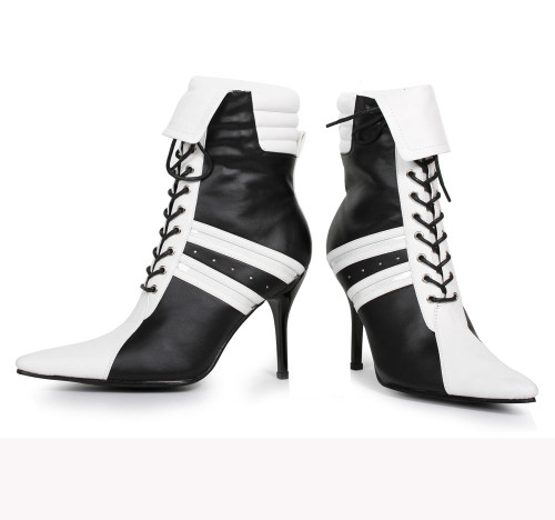 4.5 inch ankle boots with contrast color and front lace up