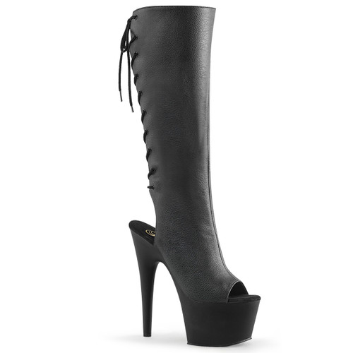 Adore-2018 Back Cut Out Lace Up Knee High Boots | Pleaser