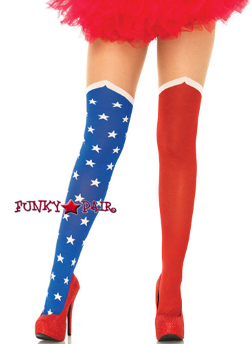 Red/Blue/White Super Hero Costume Stockings | Leg Avenue (LA7729)