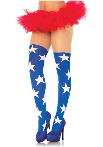 LA-7730, Patriot Blue With White Star Stockings by Leg Avenue