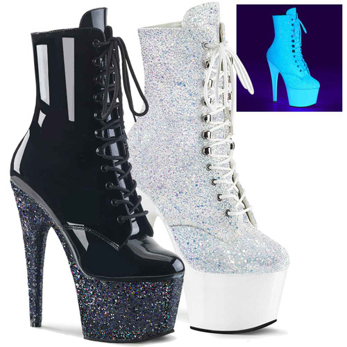 Adore-1020LG, 7 Inch Glitter Platform Ankle Boots By Pleaser USA