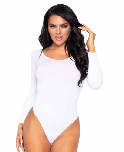 LA-8578, White Opaque long sleeved bodysuit