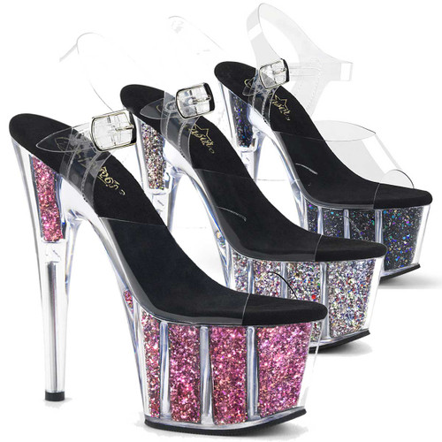 Adore-708CG, 7 Inch Confetti Glitter Platform by Pleaser