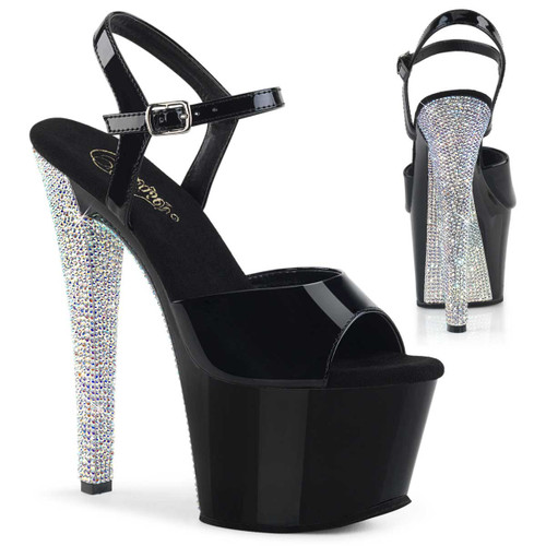 Sky-309CHRS, Rhinestones Platform and Heel Ankle Strap Sandal  By Pleaser USA