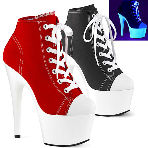 Adore-700SK-02, High Heel Platform Sneaker Ankle Boots by Pleaser