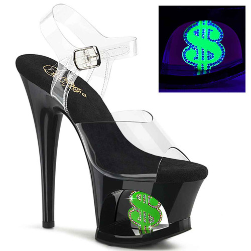 MOON-708USD, 7 Inch Dollar Sign Platform Shoes By Pleaser USA