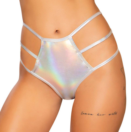 METALLIC HIGH-WAISTED RAVER SHORTS | Roma R-3751