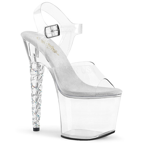 Stripper Shoes | Unicorn-708RSH, Platform Sandal with Unicorn Heel with Spiral Rhinestones