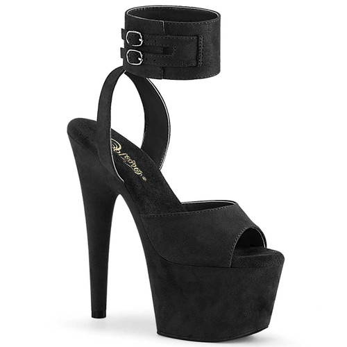 Adore-791FS Black Suede Ankle Cuff Sandal By Pleaser