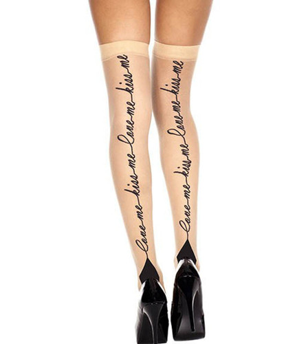 Love Me, Kiss Me Print Stockings by Music Legs ML-4260