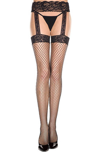 Diamond Net Garterbelt Stockings by Music Legs ML-7996