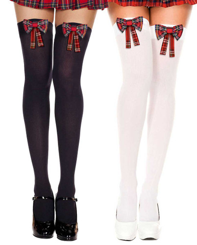 Plaid Bow Stocking by Music Legs | ML-4654