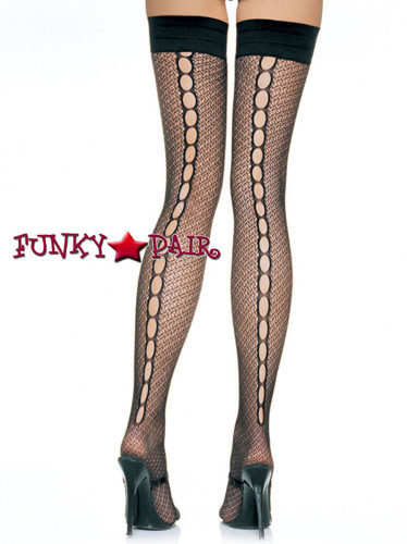 Black Crochet Net Stockings with Keyhole | Leg Avenue (9039)