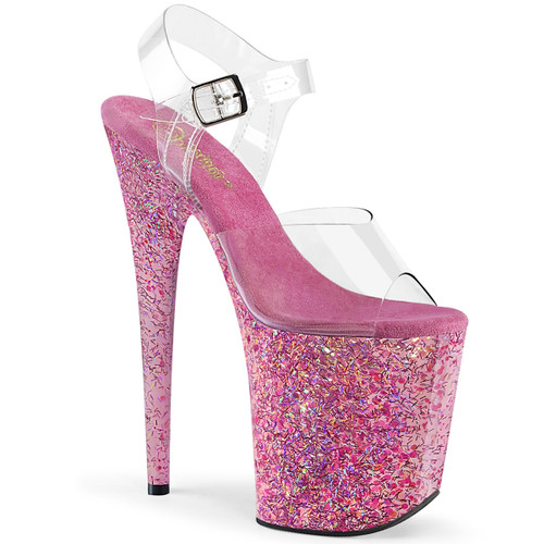 Flamingo-808CF, 8 Inch Confetti Platform Sandal by Pleaser