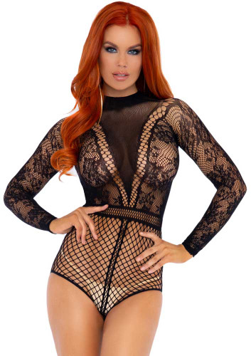 LA89243, High Neck Lace Bodysuit by Leg Avenue