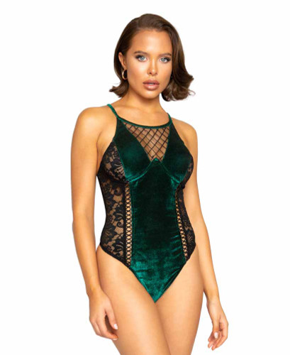 Roma Lingerie R-LI335, Velvet and Lace Teddy