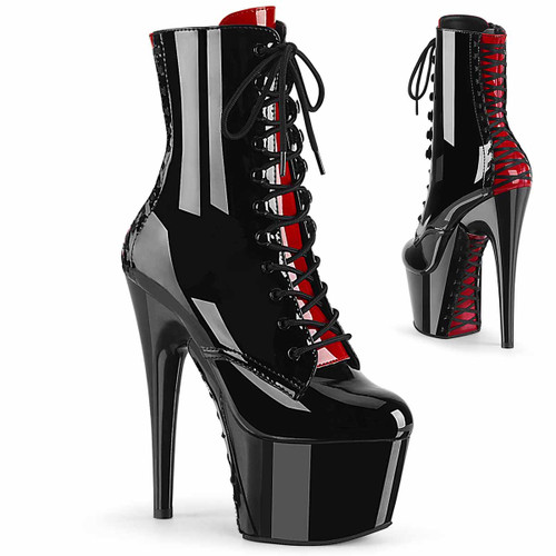 Pleaser | Adore-1020FH, Two Tone Lace up Ankle Boots