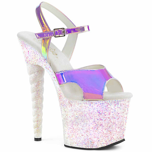 Pleaser | Unicorn-711LG, Holographic Glitter Platform Sandal