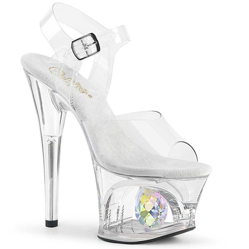 Moon-708DIA, Platform Sandal with Crystal Glass Diamond by Pleaser