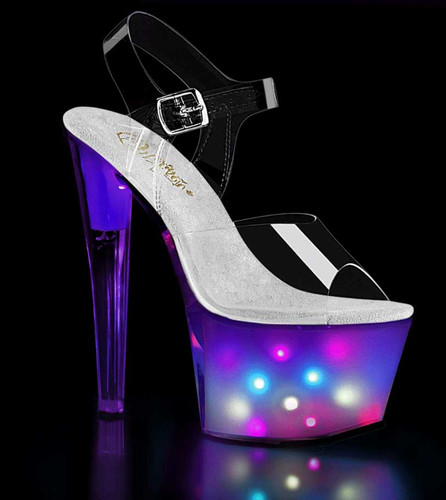 Pleaser | Discolite-708, Multi Color Disco Lightning On Platform Sandal