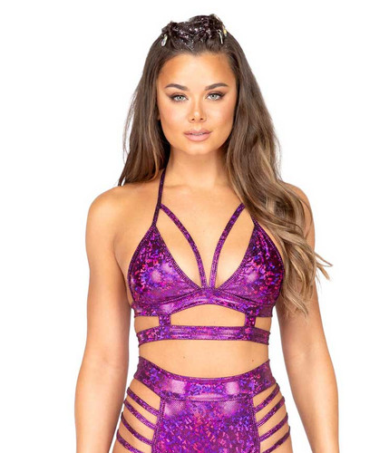 R-3844, Purple STRAPPY TRIANGLE TOP by Roma Costume