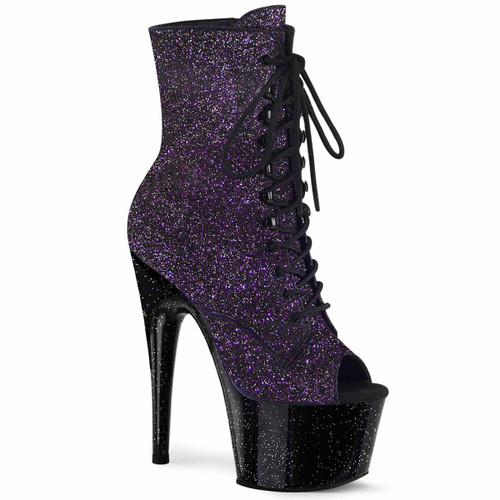 Adore-1021MG, Glitter Peep Toe Ankle Boots by Pleaser