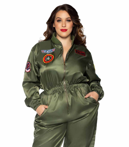 TG86931X, Plus Size Top Gun Parachute Flight Suit by Leg Avenue