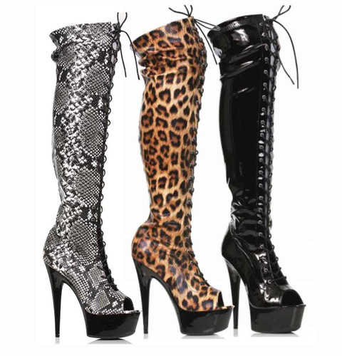 609-Zoelle, 6" Animal Print Thigh High Boots By Ellie