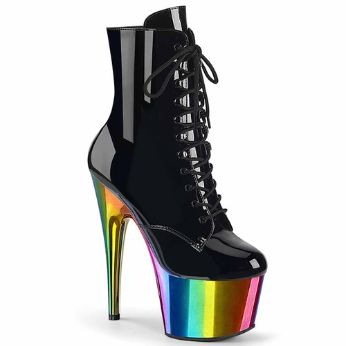 Pleaser | ADORE-1020RC, 7" Rainbow Chrome Platform Boots