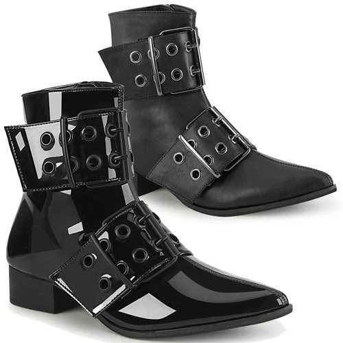 Warlock-55, Winklepicker Boot With Buckle Straps By Demonia