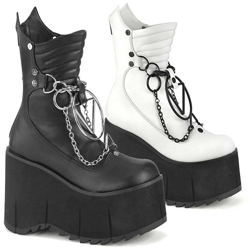 Kera-130, Platform Calf High Boot By Demonia